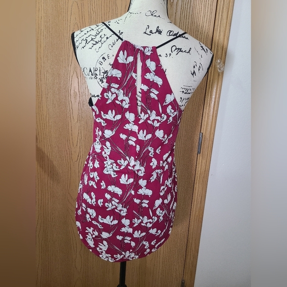 Express Barcelona Cami Keyhole Back Floral Print Spaghetti Strap Tank Top - Picture 2 of 3